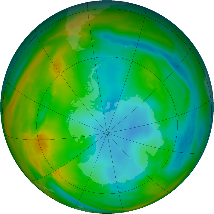 Antarctic ozone map for 27 July 1989